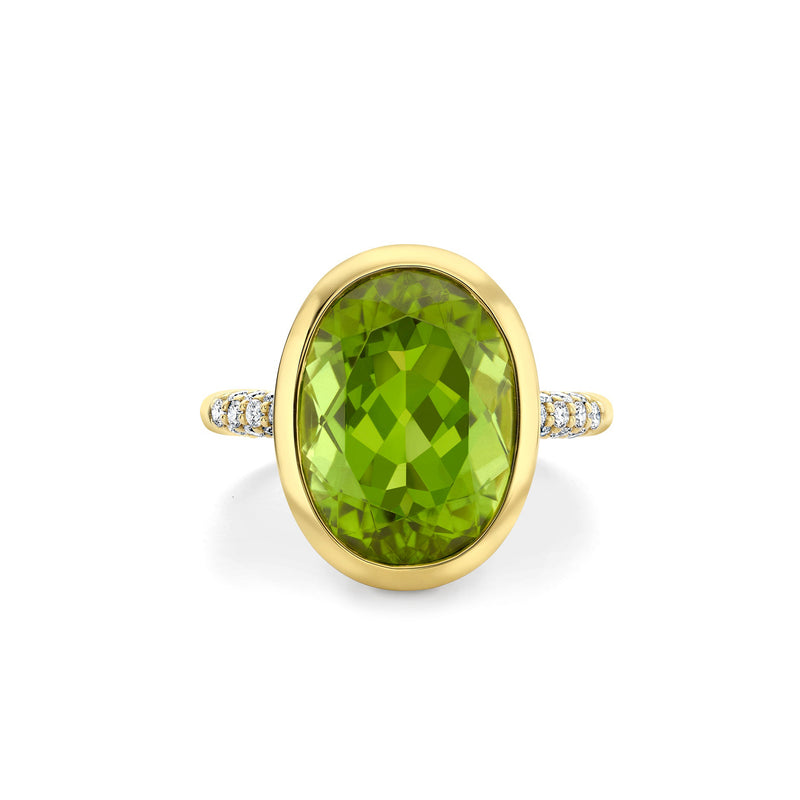 Florentine Dolce Vita Oval Peridot Yellow Gold Ring