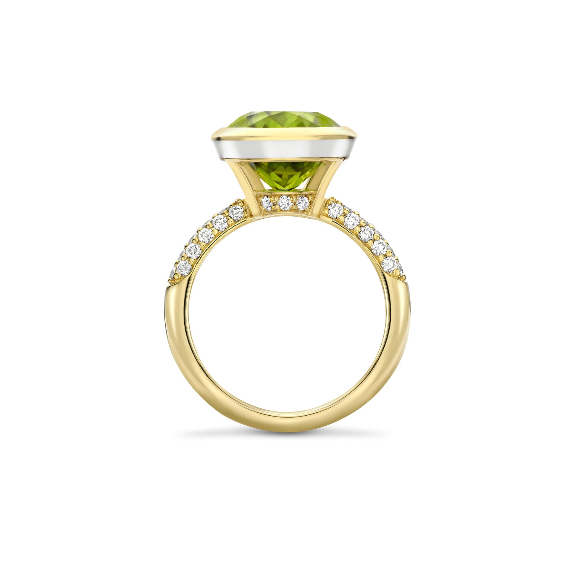 Florentine Dolce Vita Oval Peridot Yellow Gold Ring