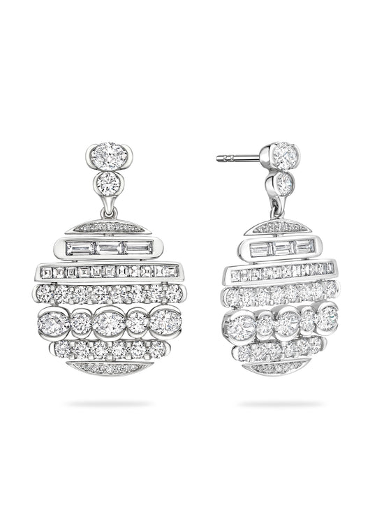 The National Gallery Play of Light Platinum Earrings