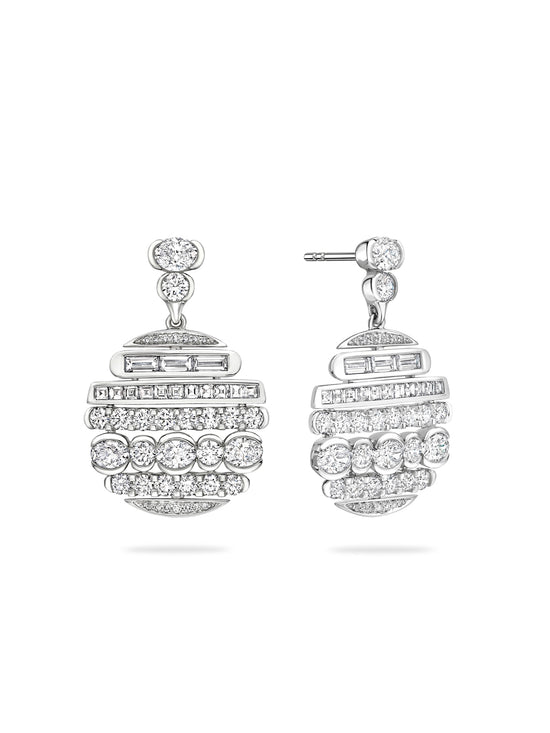 The National Gallery Play of Light Platinum Earrings