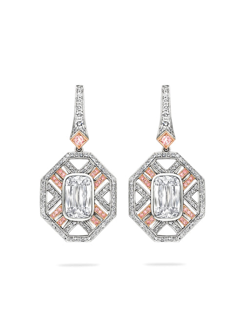 Fifth Avenue Platinum and Rose Gold Earrings