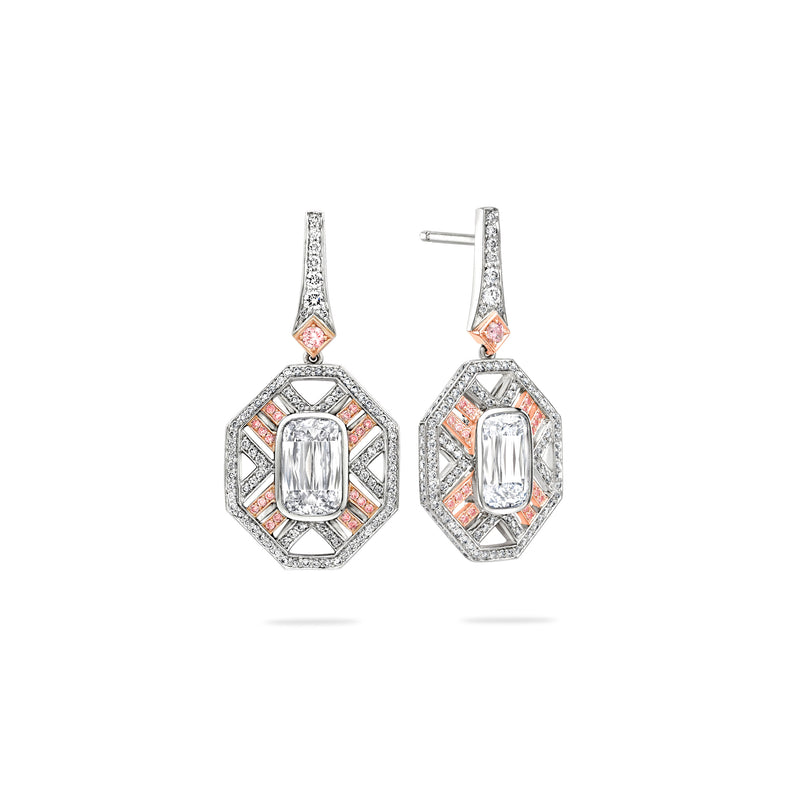 Fifth Avenue Platinum and Rose Gold Earrings