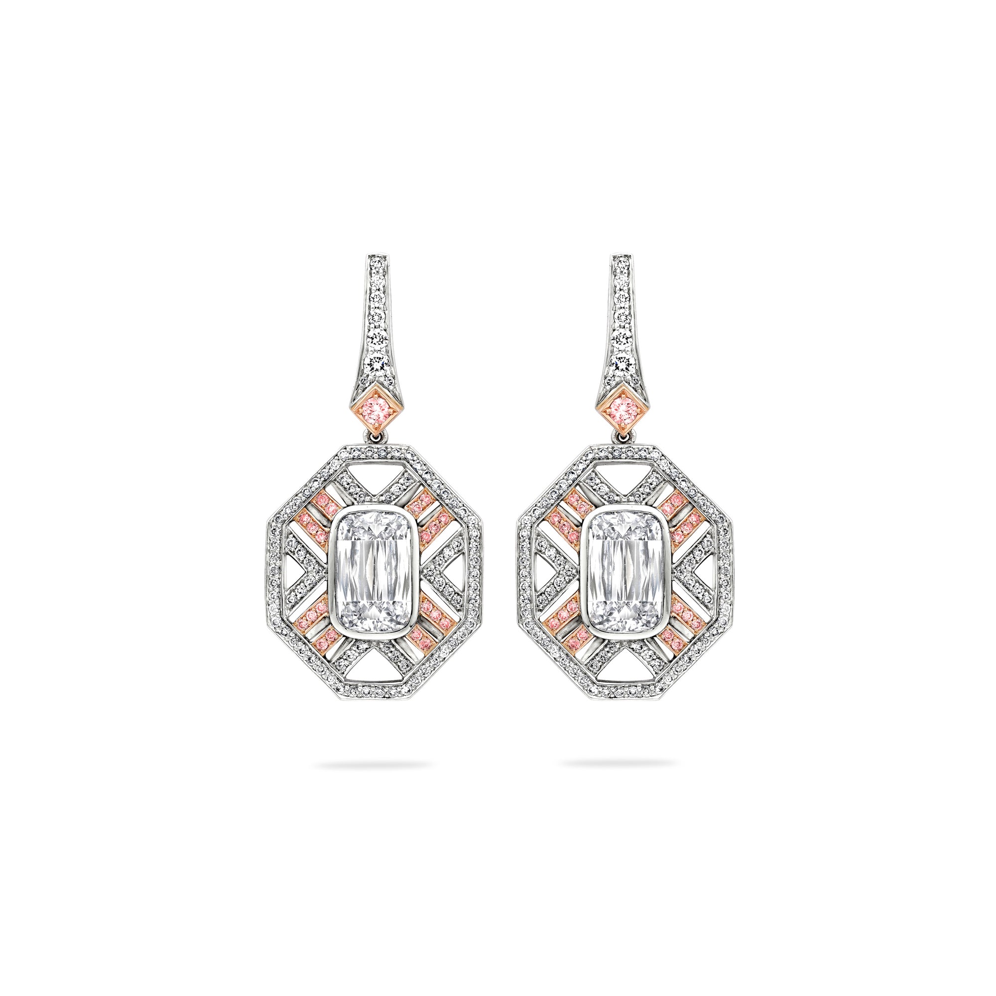 Fifth Avenue Platinum and Rose Gold Earrings