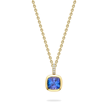 Florentine Dolce Vita Cushion Tanzanite Yellow Gold Pendant