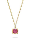 Florentine Dolce Vita Cushion Pink Tourmaline Yellow Gold Pendant