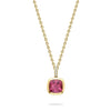 Florentine Dolce Vita Cushion Pink Tourmaline Yellow Gold Pendant