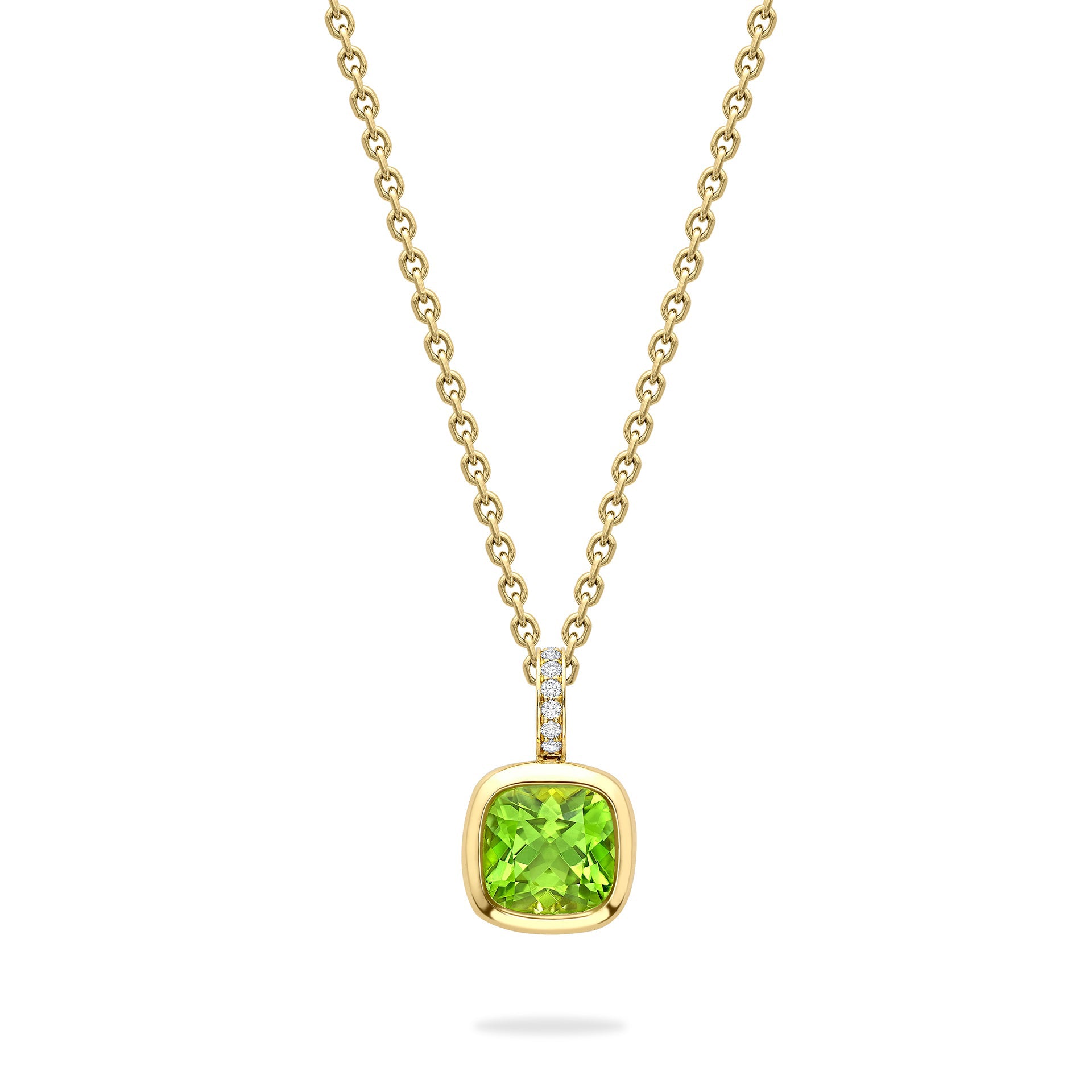 Florentine Dolce Vita Cushion Peridot Yellow Gold Pendant | Boodles