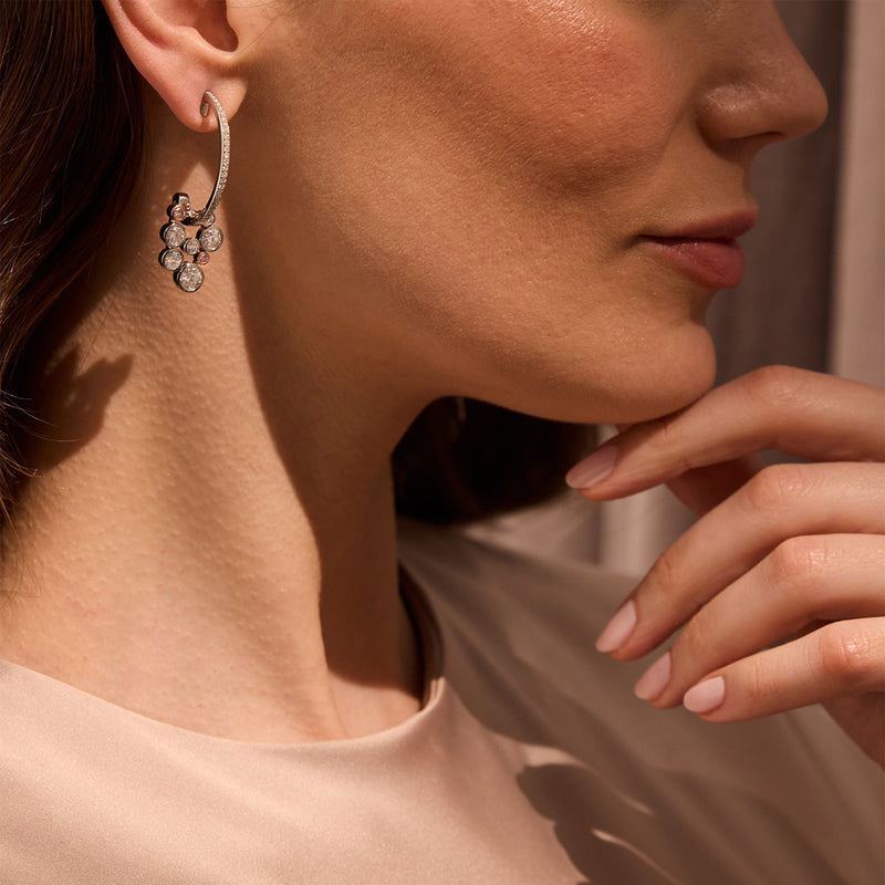 Raindance 25 Pink and White Diamond Platinum Drop Earrings