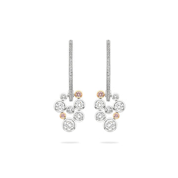 Raindance 25 Pink and White Diamond Platinum Drop Earrings