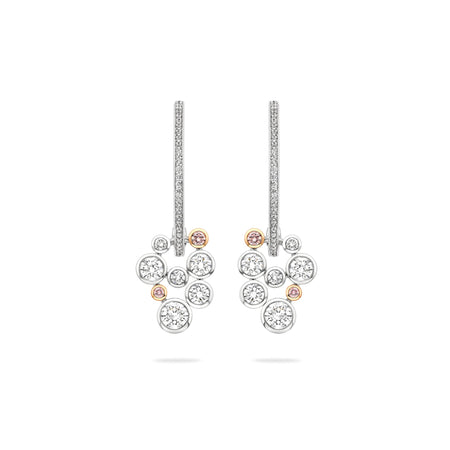 Raindance 25 Pink and White Diamond Platinum Drop Earrings