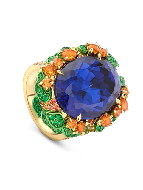 Africa Sunset Tanzanite Yellow Gold Ring