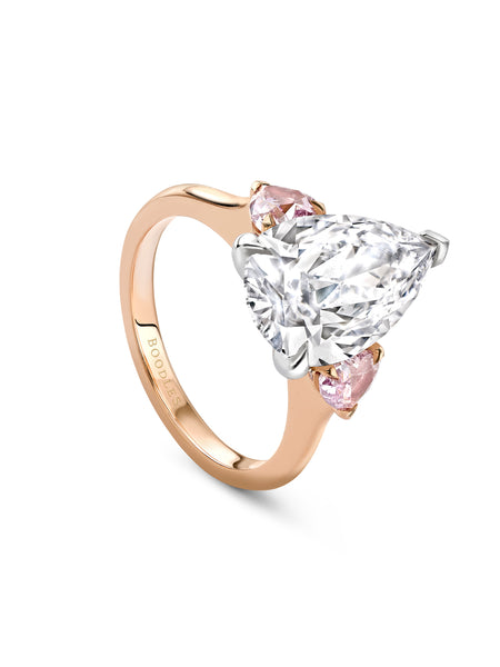 Classic Pear Diamond and Pink Diamond Rose Gold Ring