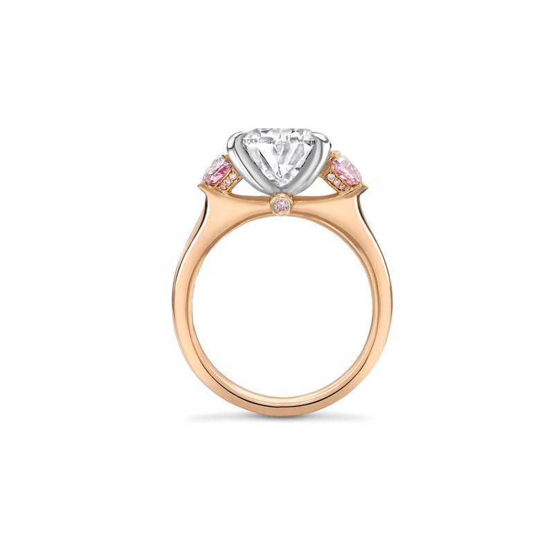 Classic Pear Diamond and Pink Diamond Rose Gold Ring