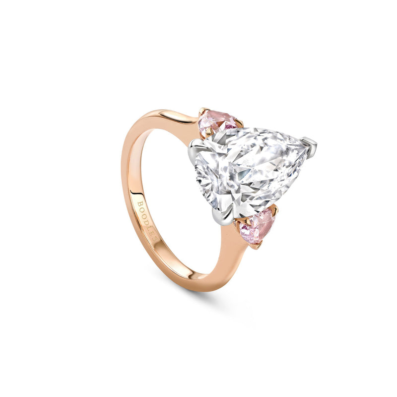 Classic Pear Diamond and Pink Diamond Rose Gold Ring