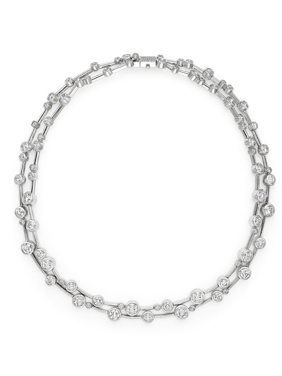Raindance Large Two-Row Platinum Diamond Necklace