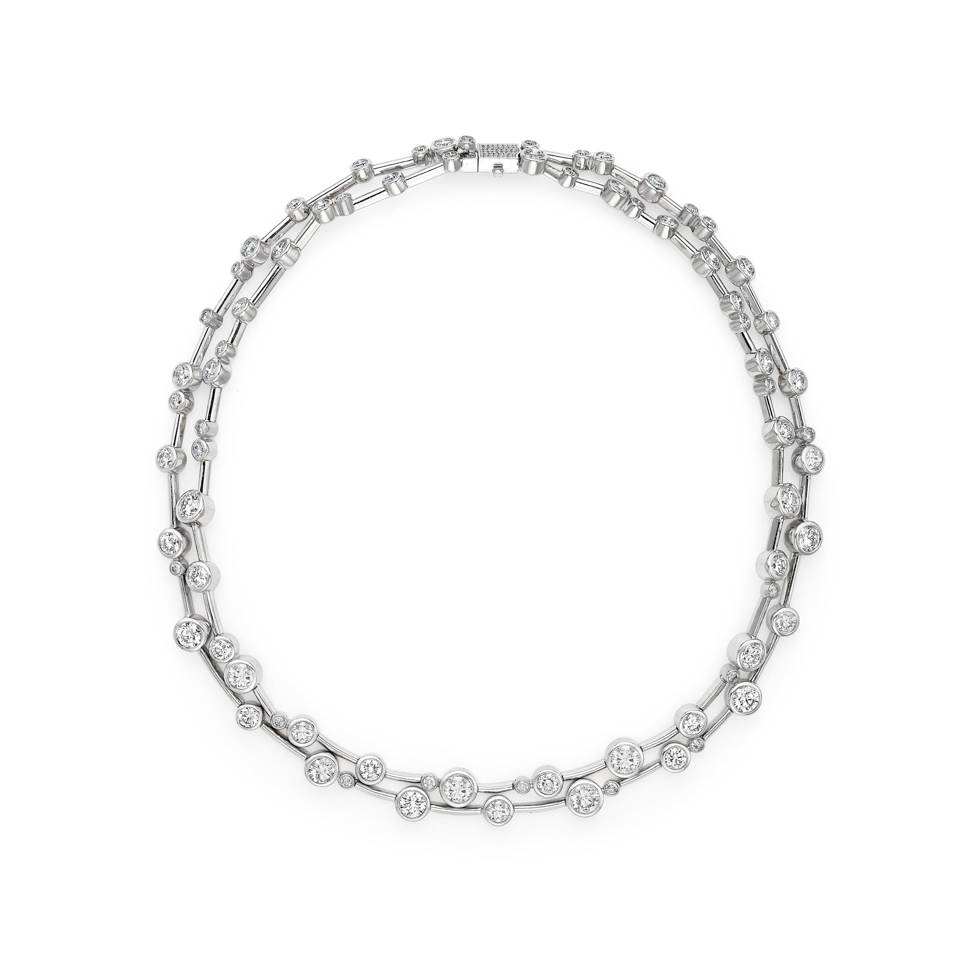 Raindance Large Two-Row Platinum Diamond Necklace