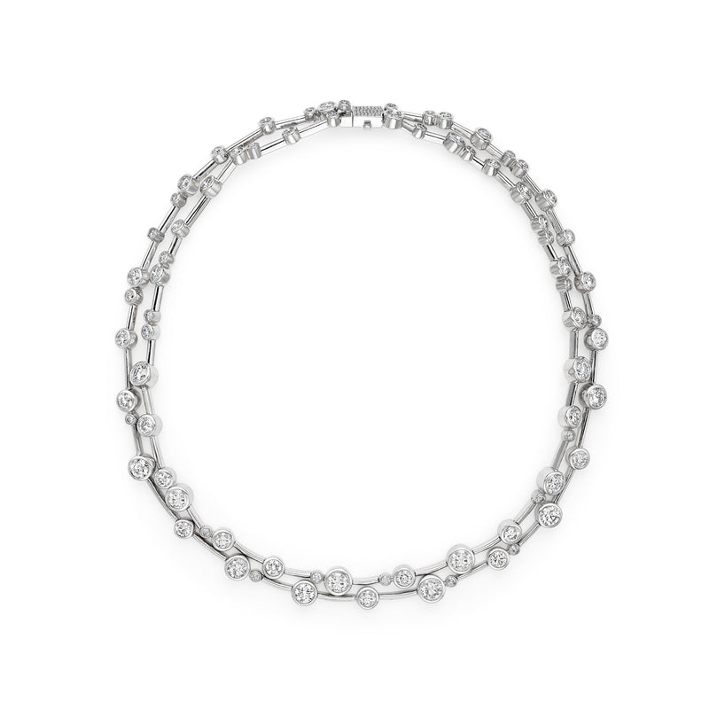 Raindance Large Two-Row Platinum Diamond Necklace