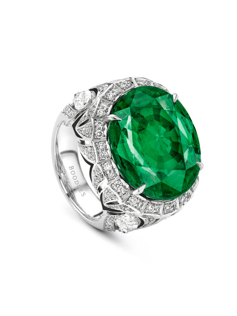 Africa Zebra Emerald Platinum Ring