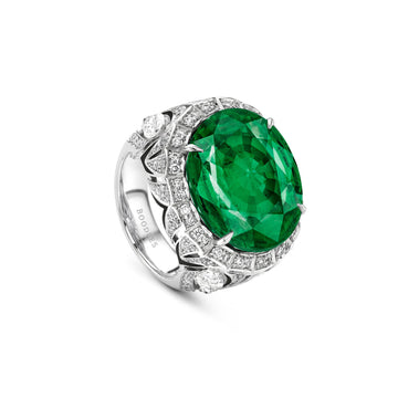 Africa Zebra Emerald Platinum Ring