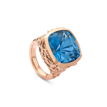 Africa Flamingo Lake Nakuru Aquamarine Rose Gold Ring