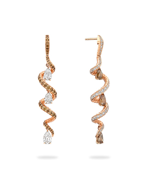 Africa Gazelle Diamond Rose Gold Earrings