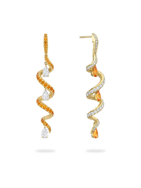 Africa Gazelle Garnet Yellow Gold Earrings