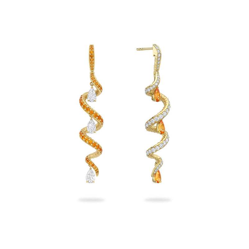 Africa Gazelle Garnet Yellow Gold Earrings