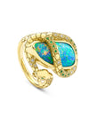 Africa Green Mamba Black Opal Yellow Gold Ring