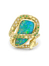 Africa Green Mamba Black Opal Yellow Gold Ring