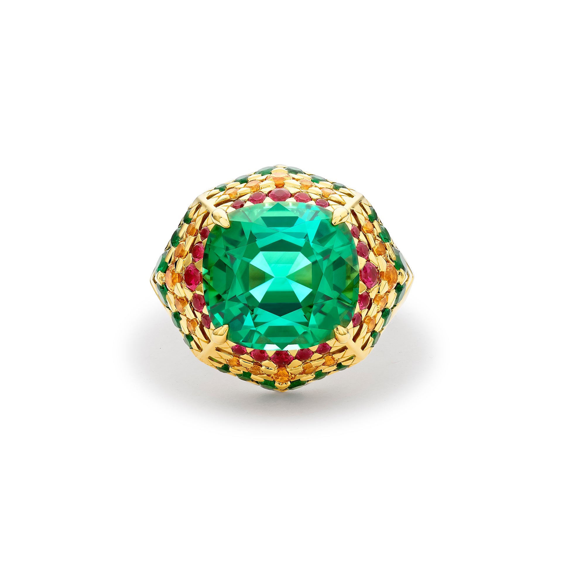 Africa Maasai Mara Green Tourmaline Yellow Gold Ring