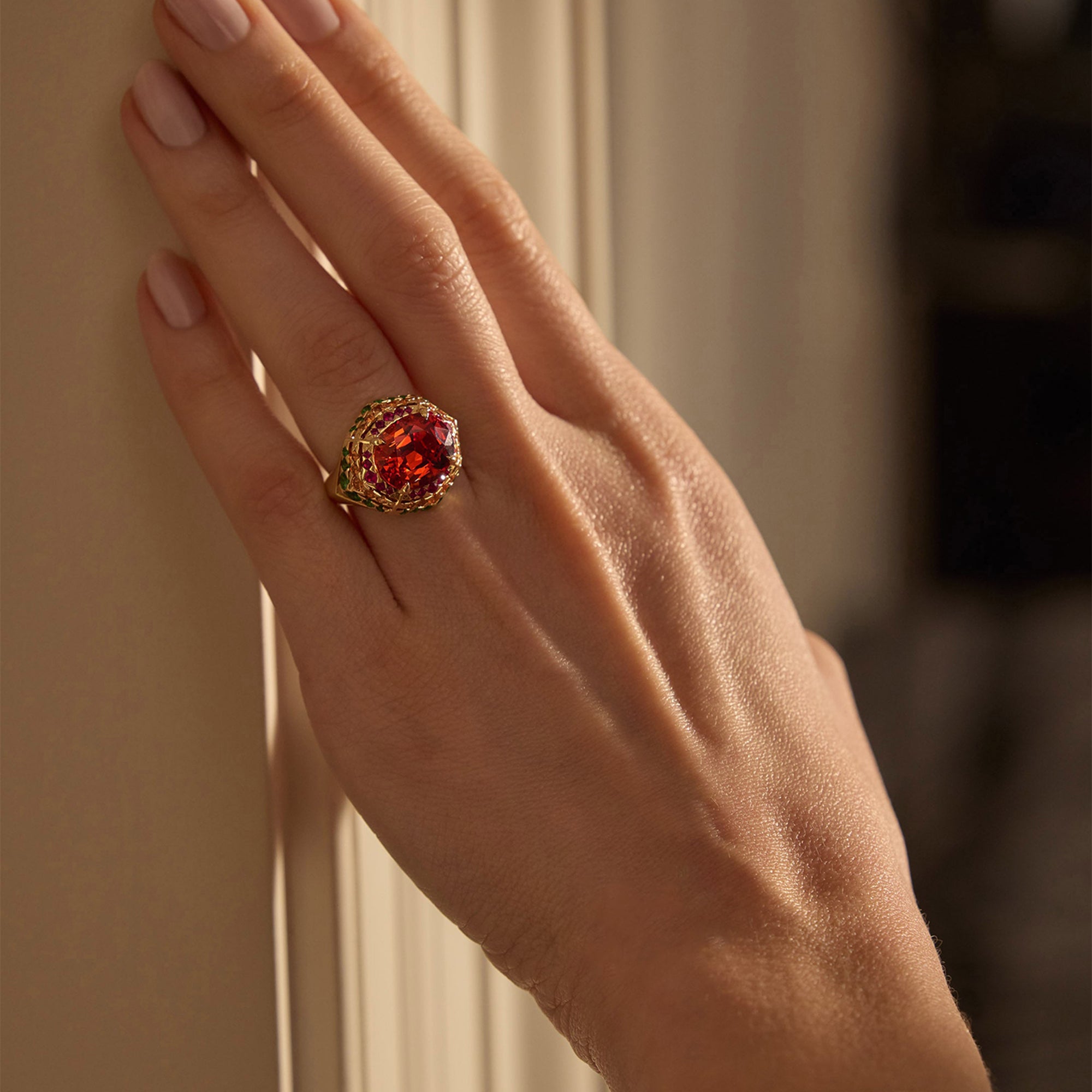 Africa Maasai Mara Garnet Yellow Gold Ring