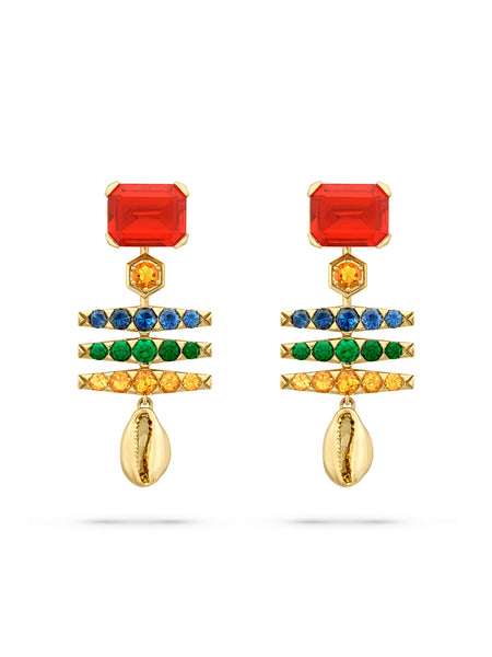 Africa Maasai Mara Fire Opal Yellow Gold Earrings