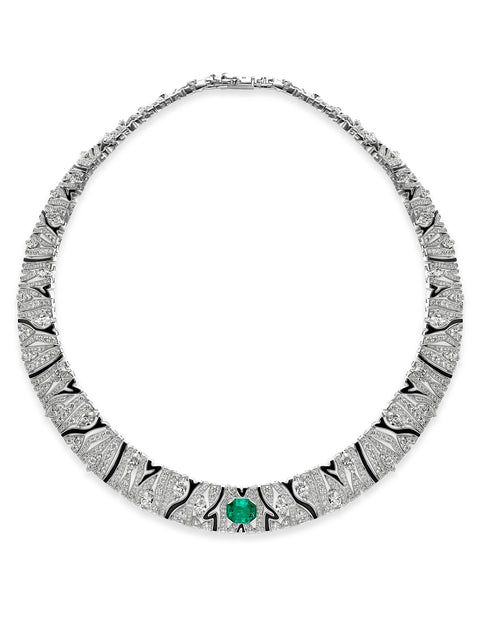 Africa Zebra Emerald Platinum Necklace
