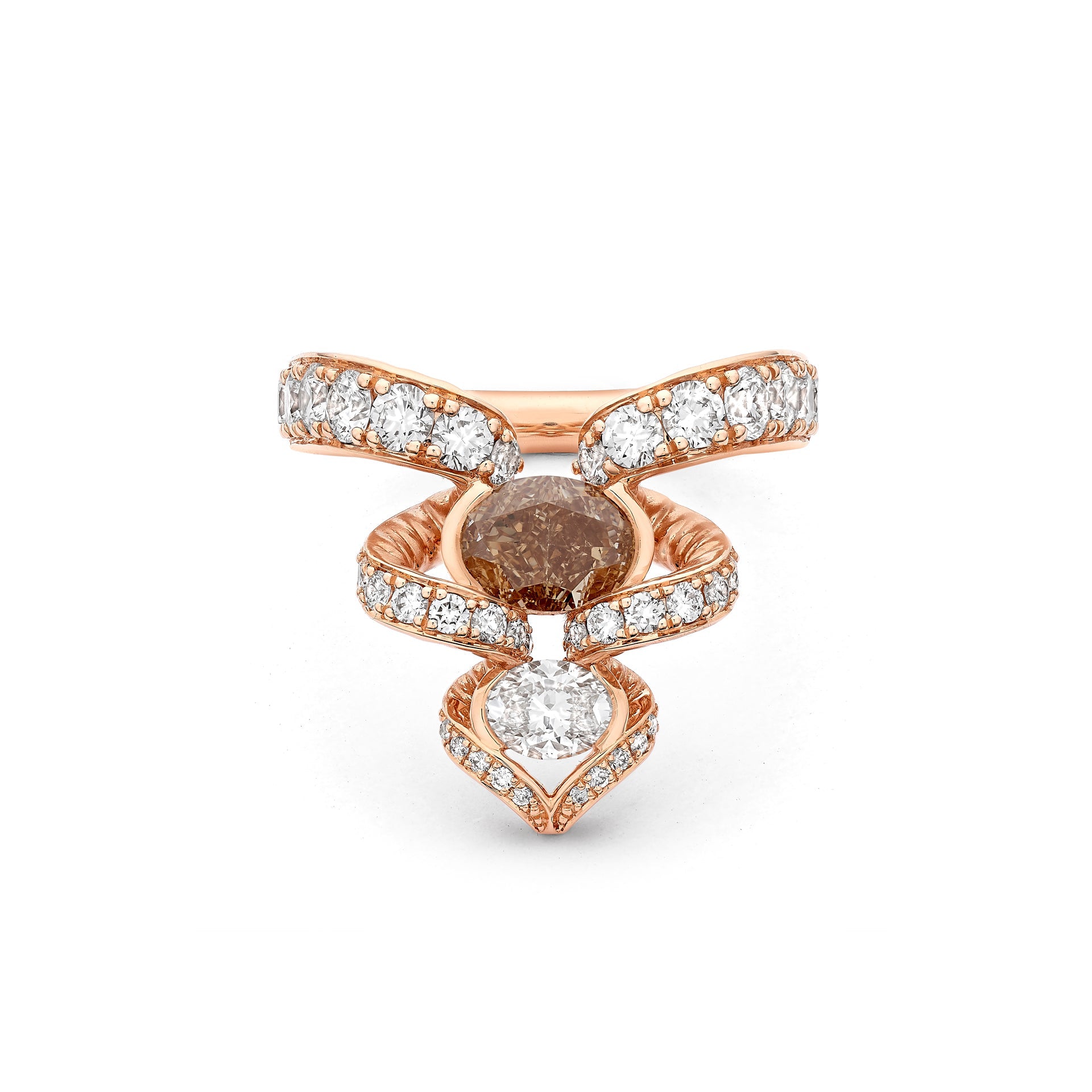 Africa Gazelle Cognac Diamond Rose Gold Ring