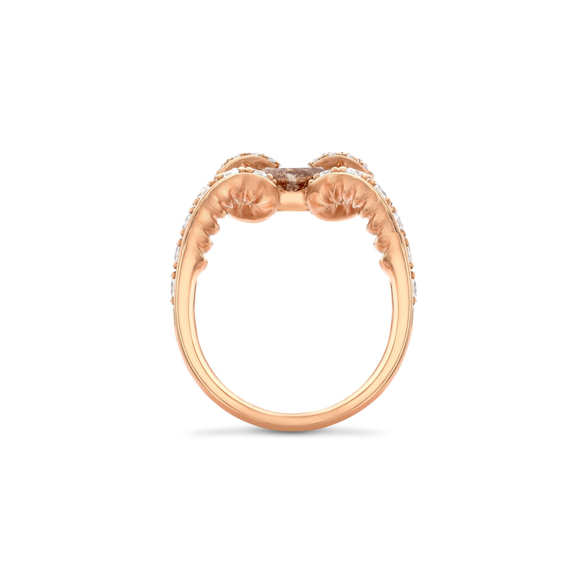 Africa Gazelle Cognac Diamond Rose Gold Ring