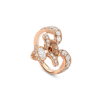 Africa Gazelle Cognac Diamond Rose Gold Ring