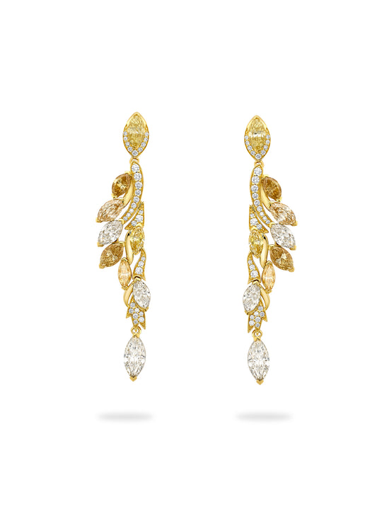 Africa Lion Diamond Yellow Gold Earrings