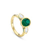 Florentine Oval Emerald Pear Diamond Yellow Gold Ring
