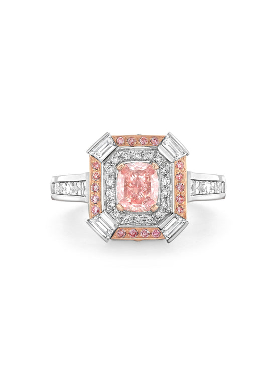 Vintage Cushion Pink Diamond Platinum Ring