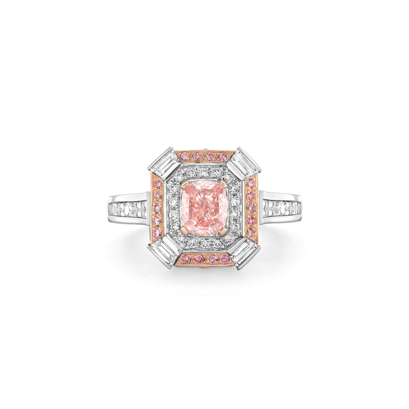 Vintage Cushion Pink Diamond Platinum Ring