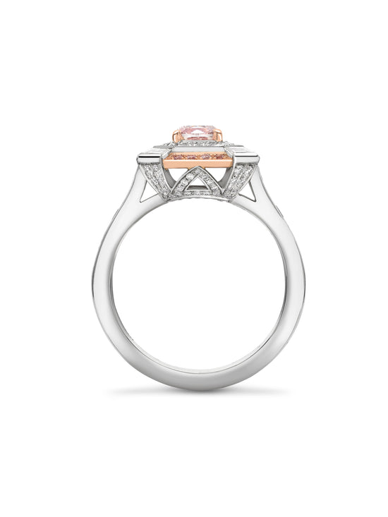 Vintage Cushion Pink Diamond Platinum Ring