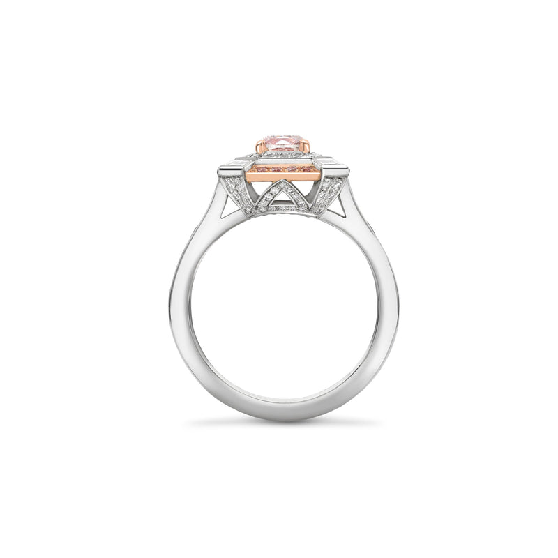 Vintage Cushion Pink Diamond Platinum Ring
