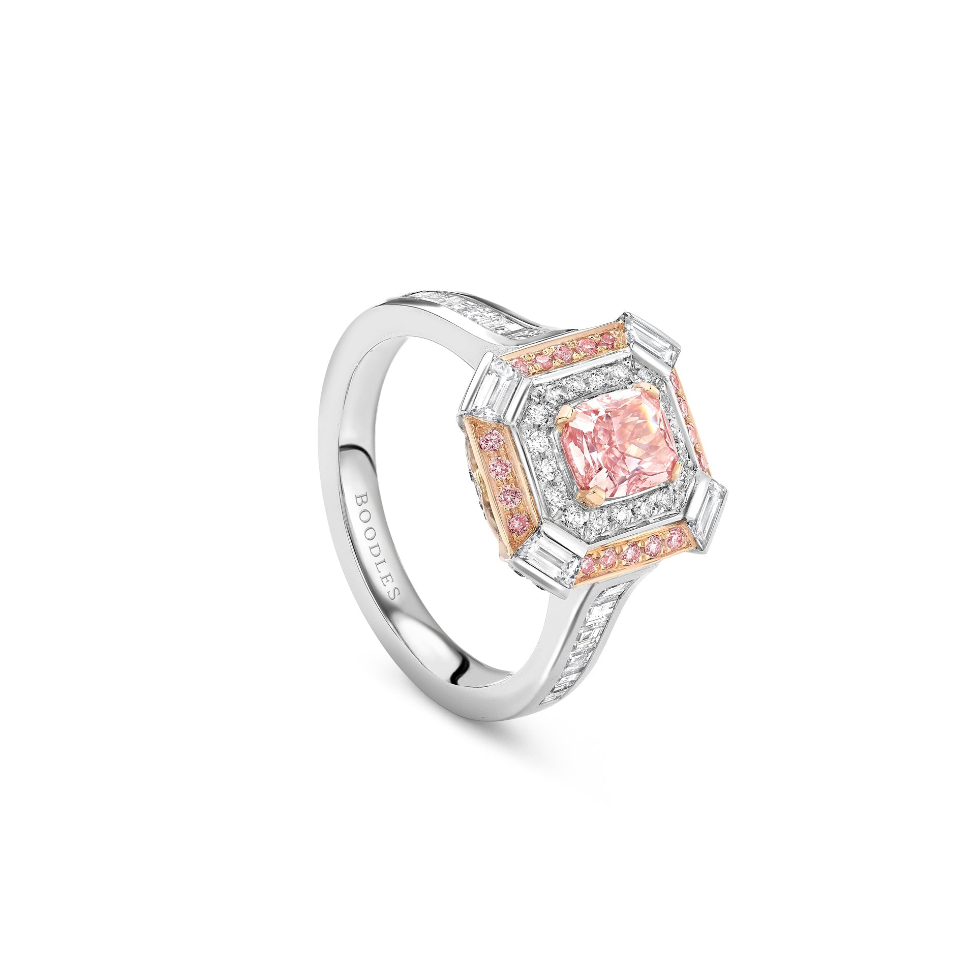 Vintage Cushion Pink Diamond Platinum Ring