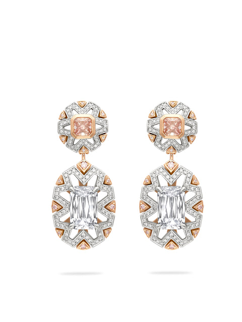 Fifth Avenue Pink and White Diamond Drop Earrings