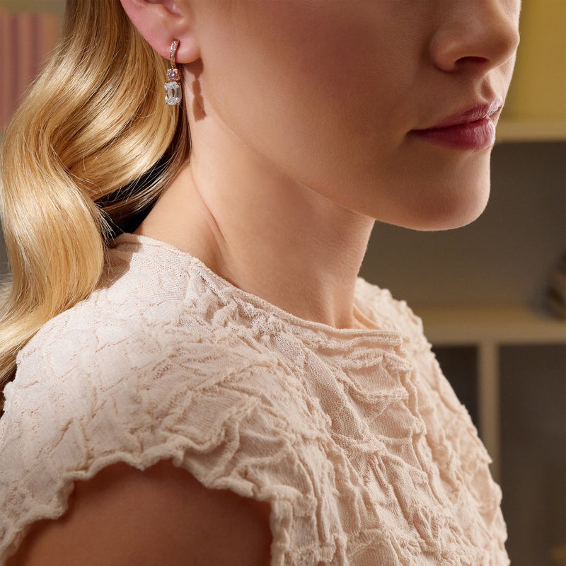 Ashoka and Brilliant Pink Diamond Rose Gold Drop Earrings