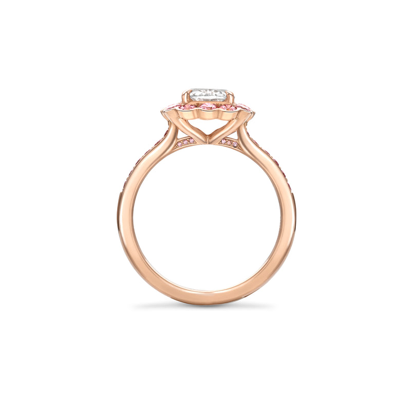 Scalloped Ashoka Diamond and Pink Diamond Rose Gold Ring