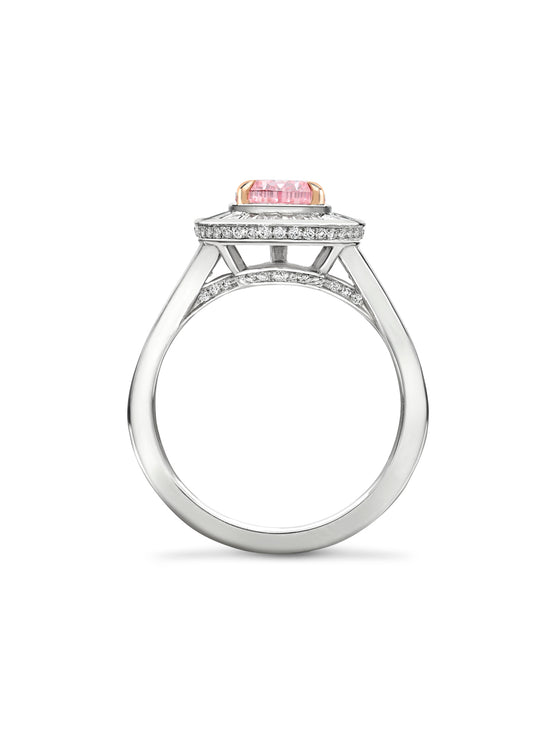 Vintage Pear Pink Diamond Platinum and Rose Gold Ring