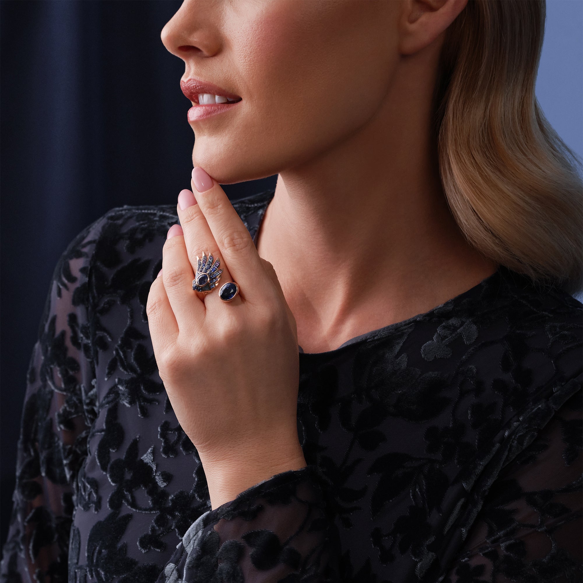 The Palace Collection Raven's Watch Gemini Sapphire Ring