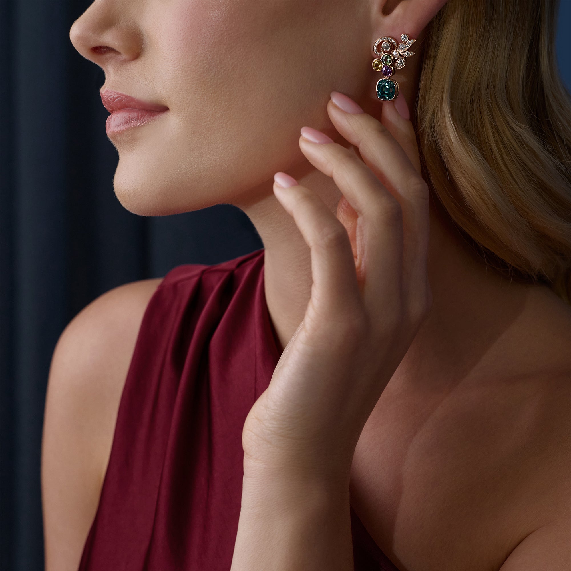 The Palace Collection Royal Damask Blue Zircon Earrings