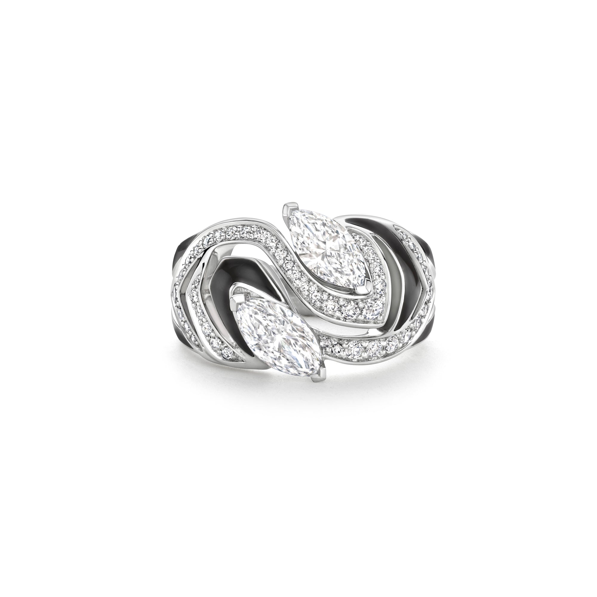 Africa Zebra Platinum Diamond Ring